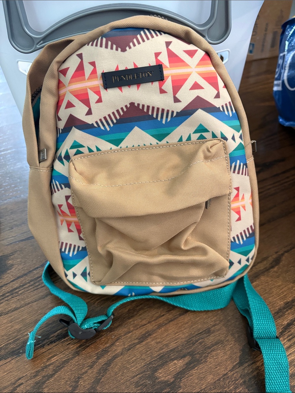 Pendleton cute Tan and Turquoise Aztec Mini Backpack
